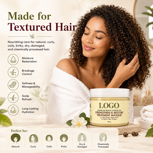 Masque capillaire traitant fortifiant et réparateur au beurre de karité et à la menthe poivrée, avec logo personnalisé, 12 oz - Product Image 5