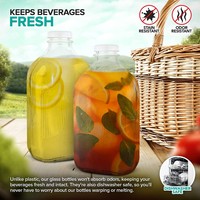 Bouteille en verre sodocalcique de qualité alimentaire 1L -20 à 120°C, hermétique et anti-fuite pour stockage de jus, boissons, lait, idéale pour ferme, café, maison