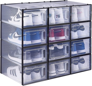 Stackable Clear Acrylic Plastic Cubes Storage Box Clear Shoe Box Storage For Sneaker