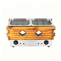 Machine à Oden Électrique 18 Grilles Double Cuve, Machine de Cuisson Kanto, Marmite à Nouilles Japonaise, Cadre en Bois, 3000W Économe en Énergie