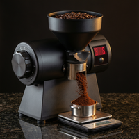 250W Mesin Giling Kopi Tanpa Sikat (Brushless) 64mm Flat Burrs Kecepatan Dapat Diatur 45-Step Dial untuk Penggunaan Rumah & Komersial