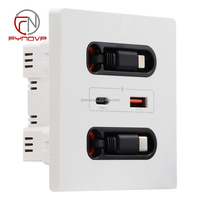 86 tipe 20W soket dinding USB pengisian cepat Panel sakelar kompatibel Android Apple 2 kabel Data tipe-c untuk sakelar ponsel