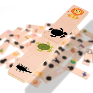 Juego de Dominó de Animales de Madera para Niños, Juego de Emparejamiento de Sombras, Coordinación Mano-Ojo para Bebés, Juguete Educativo para la Primera Infancia - Product Image 3