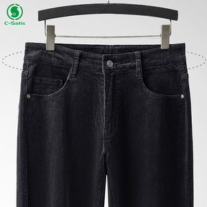 <span class=keywords><strong>Pantalon</strong></span> décontracté pour homme 2026, coupe droite ample, en velours côtelé épais, style rétro, motif, taille mi-haute, extensible - Product Image 3