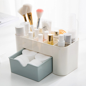 Makeup Organizer <b>Box</b> With <b>Drawer</b> Plastic Cosmetic <b>Storage</b> Desktop Compartment For Skin Care And Jewelry - Product Image 1