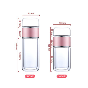 Double Walled Insulated Glass Tea Cup With Lid And Filter For Travel Rose Gold - Product Image 5