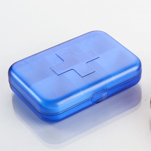 Mini Pill Box 6 Grids Airtight Medicine Container Portable Weekly Refillable Storage Case Blue Red Color Solid Pattern - Product Image 1