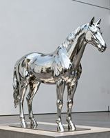 Vente chaude, statue de cheval d'art moderne grandeur nature, sculpture en acier inoxydable poli, couleur et forme personnalisées pour les espaces publics, les parcs à thème