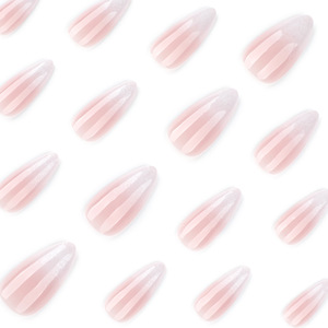 Nouveau design Faux ongles longs brillants <span class=keywords><strong>rose</strong></span> nude amande, faux ongles blancs scintillants pailletés ombrés minimalistes simples à presser pour nail art - Product Image 3