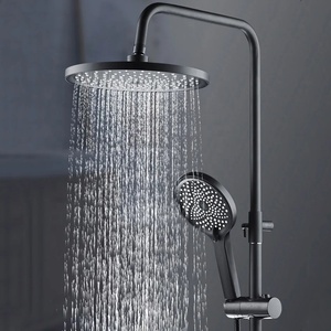 Laiton Gunmetal 4 voies exposées thermostatique bain et douche mitigeur ensemble banho salle de bain robinet Armaturen affichage numérique de la température