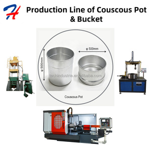 Chaîne de production de cuiseurs vapeur à couscous à 2 niveaux HT et de seaux à huile d'olive/lait avec presse hydraulique à quatre colonnes pour usine de fabrication - Product Image 1