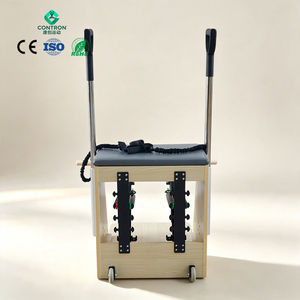 <span class=keywords><strong>Chaise</strong></span> de Pilates en bois pour la rééducation, avec poignées en acier, pédale avant et sangles élastiques pour la maison et la salle de sport - Product Image 3