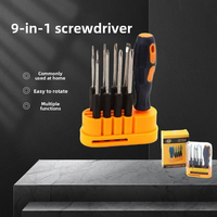 Kit de tournevis 9-en-1 avec 45 embouts magnétiques en acier, emballé, OEM, pour réparation électronique, voiture, usage domestique et d'urgence, outils à main