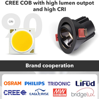 Spot LED encastré anti-éblouissement en aluminium noir 7W 15W, CRI élevé, moderne et contemporain, pour bureau, commerce, maison, salon
