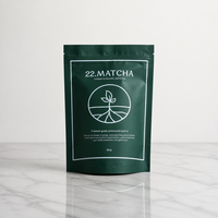 Sachet refermable à fermeture éclair pour poudre de matcha, emballage pour poudre de thé vert premium, impression personnalisée, sachet de thé refermable