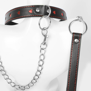 Adult <b>Novelty</b> SM Heart-shaped Collar with Leash, Teasing PU Collar, Suitable for Women's Gear Restraint - Product Image 2
