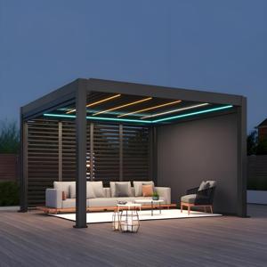 Luxe <span class=keywords><strong>MULAN</strong></span> PG001 Gazebo de Jardin Motorisé Télécommande Bioclimatique Aluminium Patio Toit Extérieur Persienne Pergola Imperméable - Product Image 2