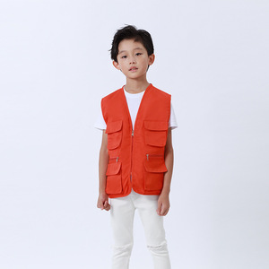 Chaleco multibolsillos para niños, ropa deportiva de poliéster amarilla para exteriores, para uso escolar y voluntario - Product Image 4