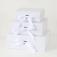 Einteilige Faltbare Rechteckige Geschenkbox aus Pappe mit Magnetverschluss und Schleife für Hochzeit, Valentinstag, Muttertag