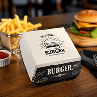 Caja de Embalaje para Hamburguesas, Estructura de Concha, Cartón Blanco Resistente a la Grasa, Paquete para Hamburguesas de Comida Rápida, Tamaño Personalizado, Suministro para Hamburgueserías