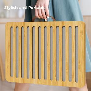 Escurridor de platos plegable de bambú para encimeras de cocina, tapete para fregadero, tapete aislante del calor para ollas, almohadilla para secar platos - Product Image 5