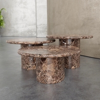 Ensemble de table basse moderne en travertin beige pour la décoration de la maison, différentes couleurs au choix