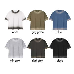 T-shirt Homme Col Rond Manches Courtes Coupe Boxy Vintage Délavé Effet <span class=keywords><strong>Dégradé</strong></span> 210 GSM avec Logo Personnalisé et Lavage Spray Monkey en Gros - Product Image 3
