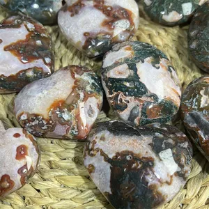 Großhandel hochwertige Naturkristall rot Moos Achat Palme Stein geschnitzt zu verkaufen