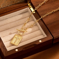 SongYi Vintage Style Chrétien Religieux Foi Collier pour Elle Or Croix Charme Trombone Chaîne Fermoir À Bascule En Acier Inoxydable