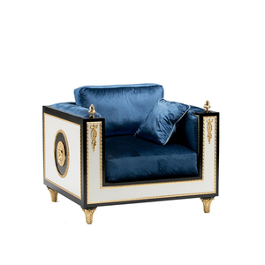 Lusso barocco 2 posti divano blu reale velluto oro leone emblema finiture dorate squisiti <span class=keywords><strong>mobili</strong></span> Villa per interni palazzo - Product Image 3