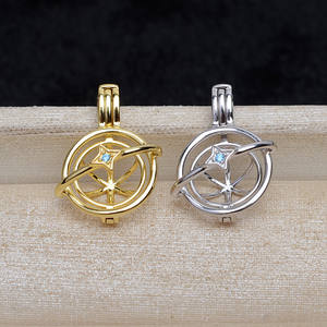 Colgante de Plata S925 con Forma de Globo Terráqueo, Perla No Porosa de 7-8.5 mm, Bandeja Vacía para DIY, Material de Oro Rosa 4809, Tipo de Colgante - Product Image 3