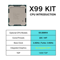 Kit de carte mère de bureau X99-XD4 TPM2.0 avec processeur Intel Xeon E5 2699 V4, 2x 16 Go de RAM DDR4 ECC, NVMe M2 SATA3.0, WiFi6, carte mère X99