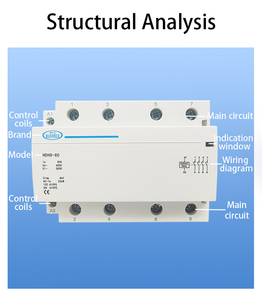 Handele ลิฟท์ HDH8-80 4P 80A 4NO ไฟฟ้า AC CONTACTOR, คอยล์โมดูลาร์400V 3เฟส230/240V ควบคุมแรงดันราง DIN - Product Image 3