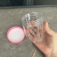 Conteneur cosmétique PET transparent Fengyu à large ouverture, imprimé sur mesure, 300 ml, avec bouchon à vis rose pour masques
