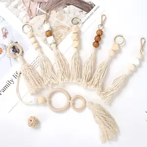 Porte-clés avec frange et perles pour femmes, style Boho, accessoires de sac, à la mode, 12 pièces