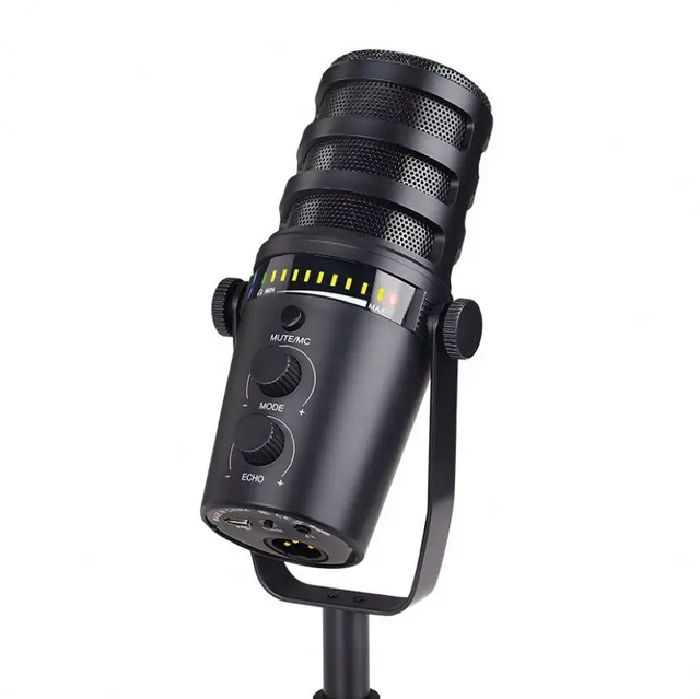 Professional Studio MV7 Condenser USB Type-C XLR Microphone with RGB Lighting for Live Streaming Gaming Recording-Gift Box
