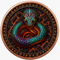 Pièces de monnaie en cuivre 5 oz, haute relief, .999 Cuivre pur, impression UV colorée, écailles de serpent irisées, effet lave, pièce de collection