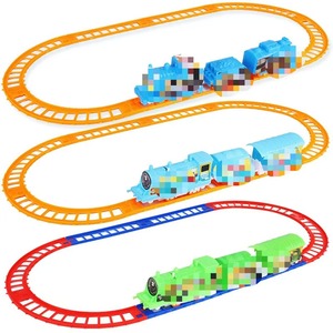Juego de trenes de juguete de plástico eléctrico con rieles, modelo educativo, con luz, DIY, rompecabezas de encaje, juego de trenes de pista - Product Image 2