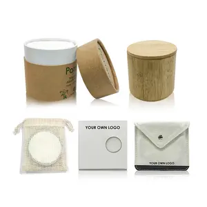 Eco Friendly riutilizzabile biodegradabile bambù struccante cotone carbone vasino rimozione trucco cuscinetti per il viso etichetta privata rotonda