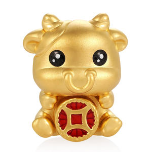 สร้อยข้อมือทองรูปวัวสีทองแข็ง24k ประดับลูกปัดเครื่องประดับทองไฮเอนด์ - Product Image 1