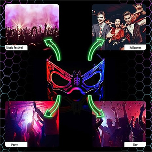 Lunettes LED <span class=keywords><strong>pas</strong></span> chères, lunettes futuristes lumineuses, lunettes punk lumineuses pour fête rave, accessoires néon, fête d'Halloween - Product Image 5