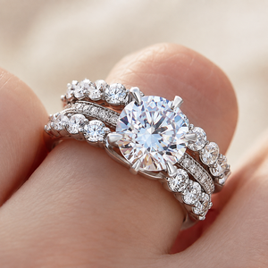 Geometric Three Piece Ring <b>Set</b> for Women Elegant <b>Bridal</b> Wedding Engagement Fashion <b>Jewelry</b> - Product Image 3