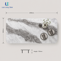Table à manger en pierre microcristalline |   Table à manger moderne de luxe pour hôtel, villa, restaurant, avec plateau en marbre gris cristallin, taille personnalisée