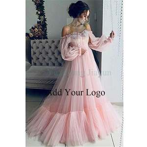 Vestido de novia de manga larga de malla de un hombro para mujer americana, vestido de columpio grande, nuevos <span class=keywords><strong>vestidos</strong></span> de invitados de <span class=keywords><strong>boda</strong></span> - Product Image 2