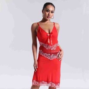chinese dress ladies ZEYO Women's Cotton Mauve Night Dress Cup & Saucer Printed Knee Length  Night Gown