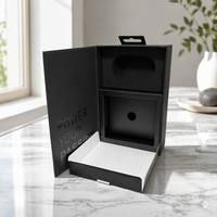 Boîte rigide magnétique noire mate personnalisée pour emballage électronique avec insert en mousse, couvercle à charnière, boîte cadeau tiroir pour écouteurs, montres, bijoux