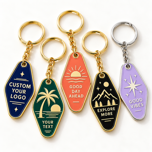 Porte-clés de motel personnalisés en émail dur, porte-clés d'hôtel en métal personnalisés avec anneau fendu OEM ODM - Product Image 1