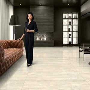Travertino กระเบื้องพอร์ซเลนขัดเงาคลาสสิคมันวาวสูง60x120ซม. กระเบื้องปูพื้นดีไซน์หินอ่อนเต็มตัว - Product Image 1