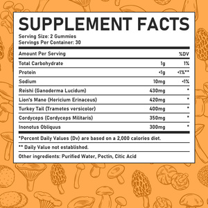 OEM ODM Pure Mushroom Complex Gummies Dietary <b>Supplement</b> Promotes Cognitive Function and Promote Memory Focus Levels - Product Image 2