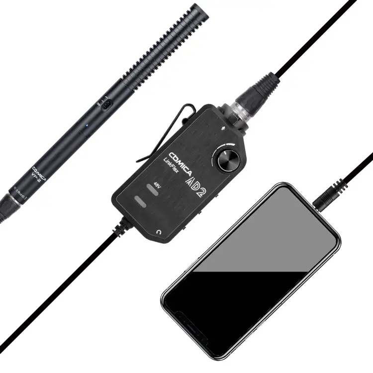 LinkFlex AD2 XLR/6.35 millimetri Chitarra Interfaccia Preamplificatore Audio Adattatore con Alimentazione Phantom Preamplificatore Amplificatore per la Macchina Fotografica e Smartphone